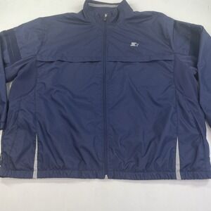 Starter Jacket Men's Size XXL Windbreaker Full Zip Track Stand Up Neck Navy Blue